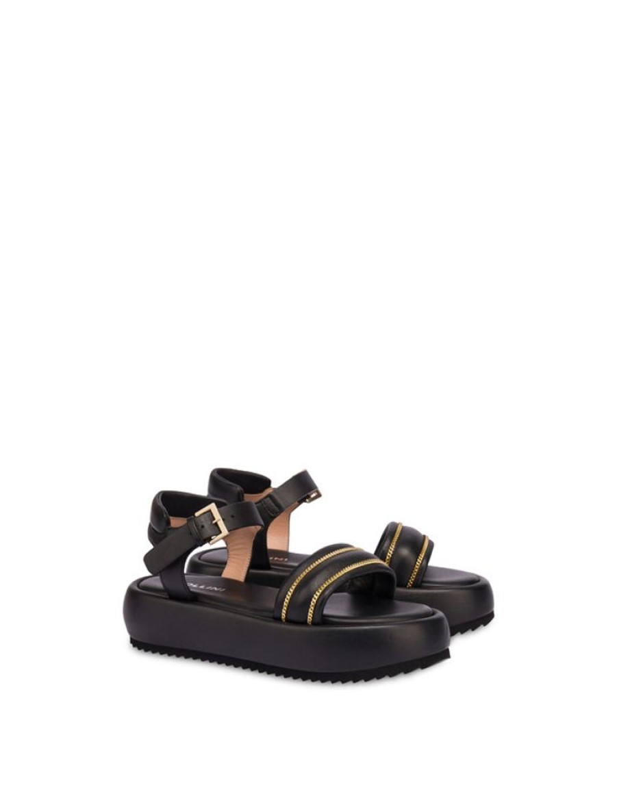 Pollini Sandali Flatform In Nappa Lady Tie