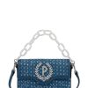 Pollini Candy Bag In Denim Con Pailettes E Maxi Catena