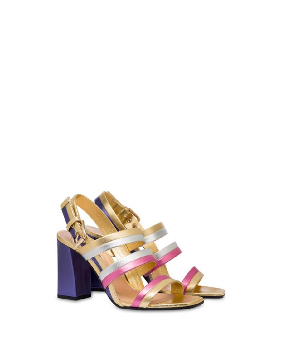 Pollini Sandali In Nappa Laminata Rainbow