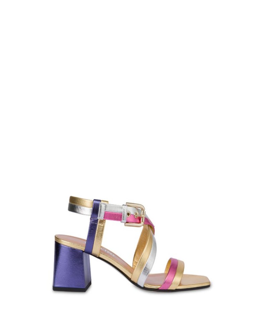 Pollini Sandali In Nappa Laminata Rainbow