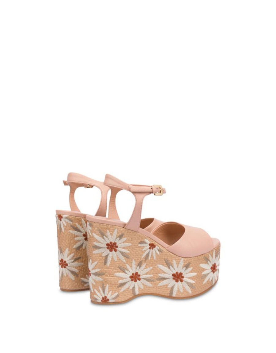 Pollini Sandali Con Zeppa Ricamata Desert Rose