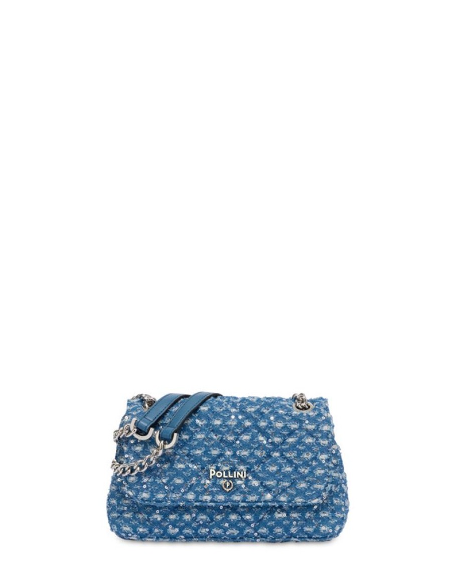 Pollini Piccola Borsa In Denim Con Paillettes Matelasse Waltzer Night