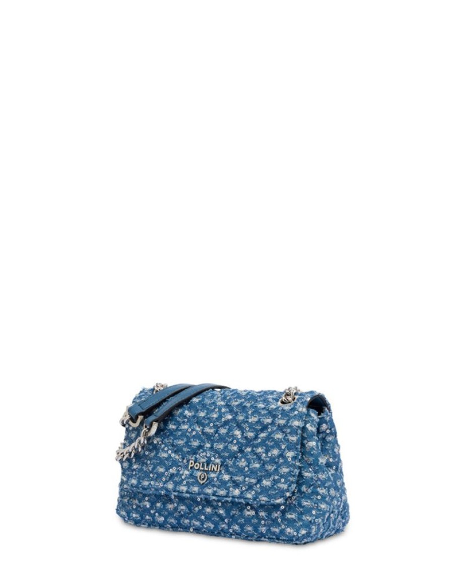 Pollini Piccola Borsa In Denim Con Paillettes Matelasse Waltzer Night