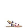 Pollini Sandali Flat In Nappa Laminata Rainbow