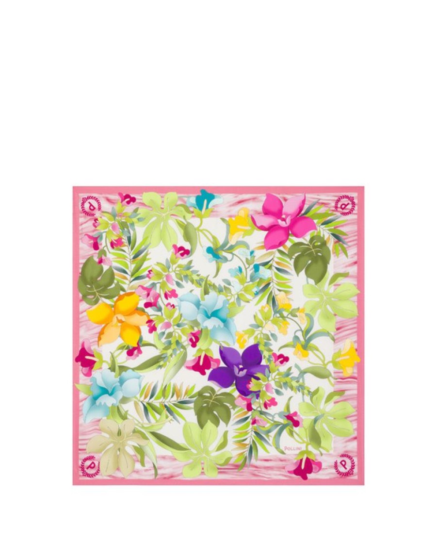 Pollini Foulard In Seta Con Stampa Fiori